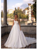 Square Neck Beaded Ivory Lace Satin Royal Wedding Dress